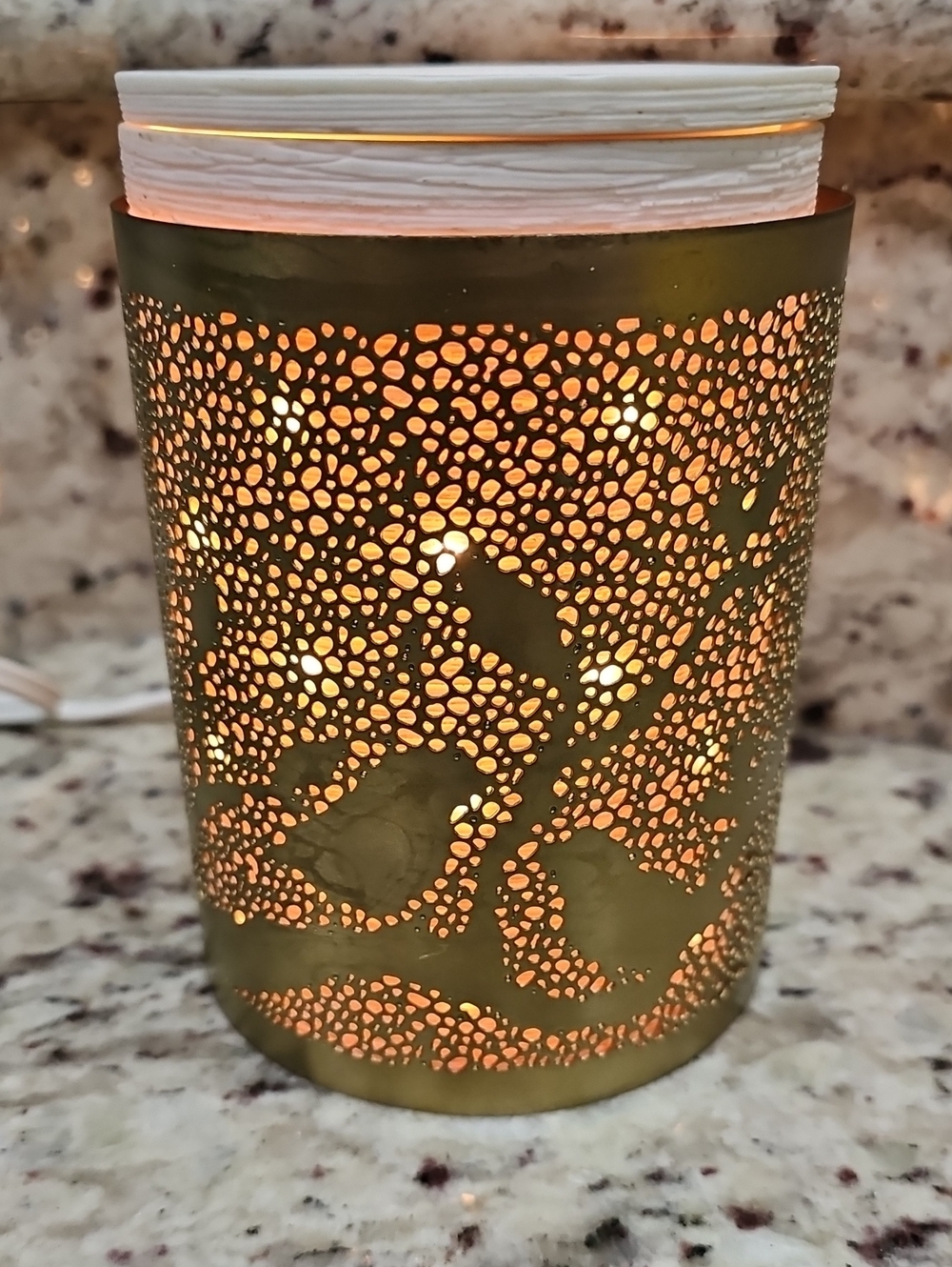 Scentsy Etched Core Warmer + Golden Chickadee Metal Wrap